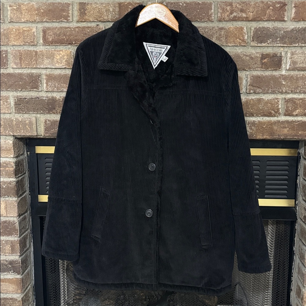 Marvin Richards Black 90,s Corduroy Faux Sherpa lining Jacket Size L For women